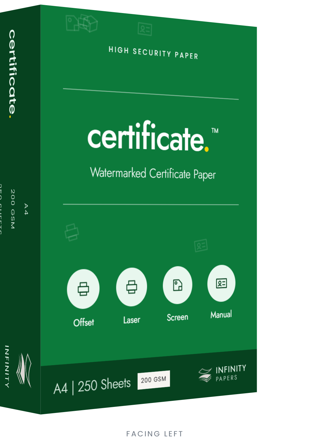 certificate pack, facing left — Watermarked Certificate Paper