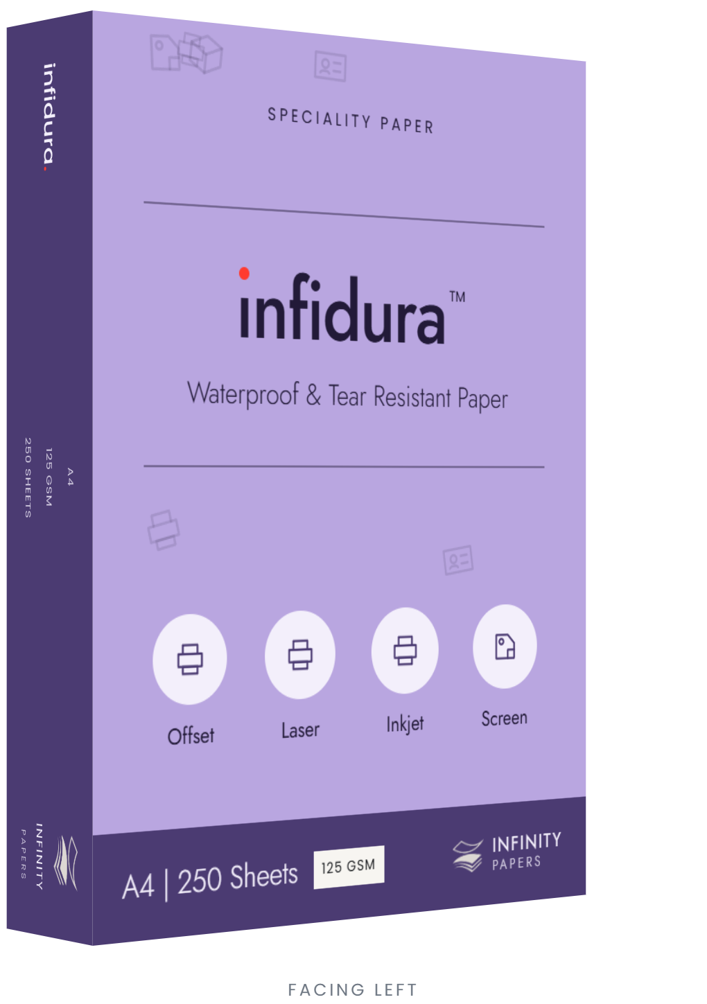 infidura pack, facing left — Waterproof & Tear Resistant Paper